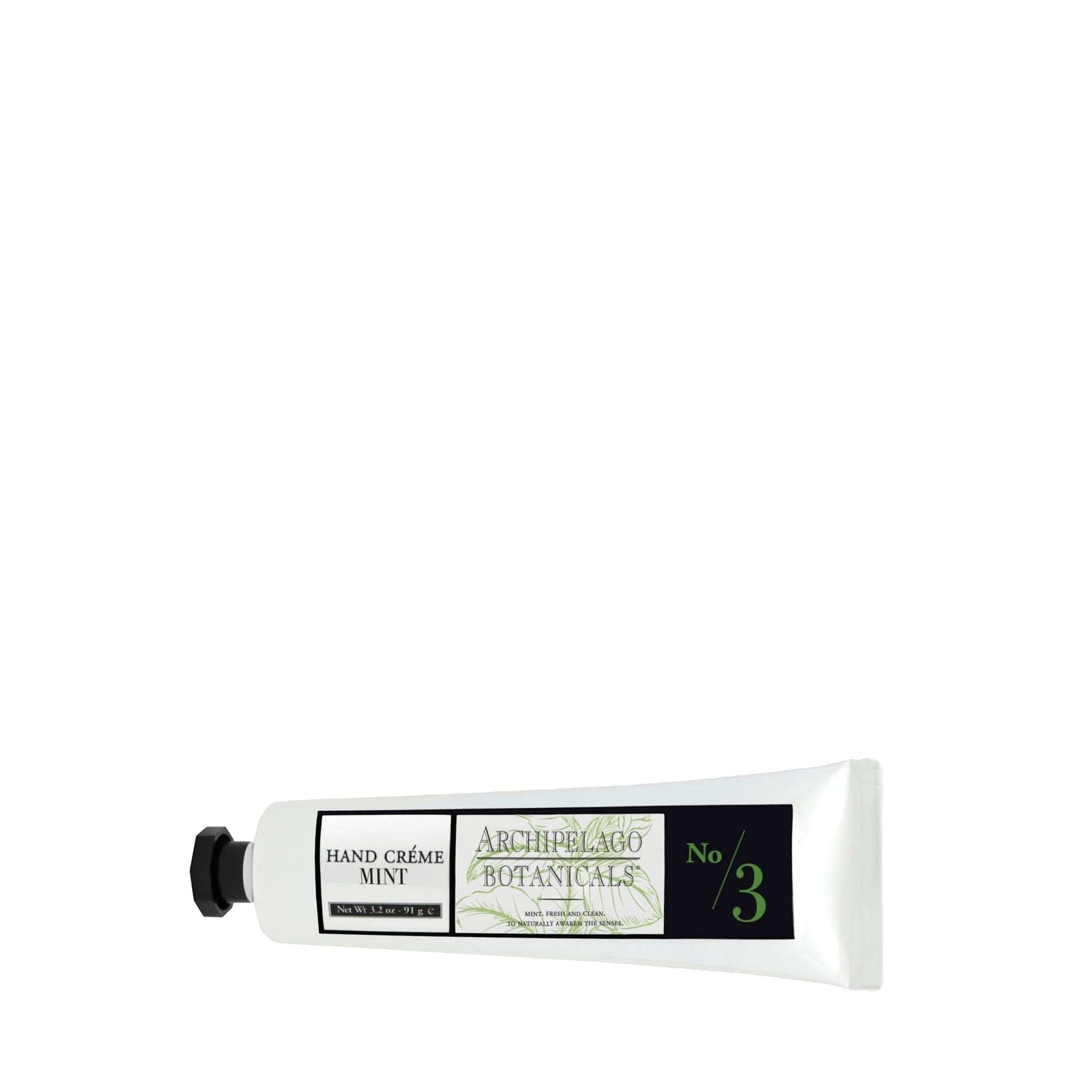 A white tube labeled Morning Mint Hand Creme by Archipelago Botanicals No 3, featuring a black cap and displayed against a plain white background—perfect for soothing dry skin and chapped hands. - image 3