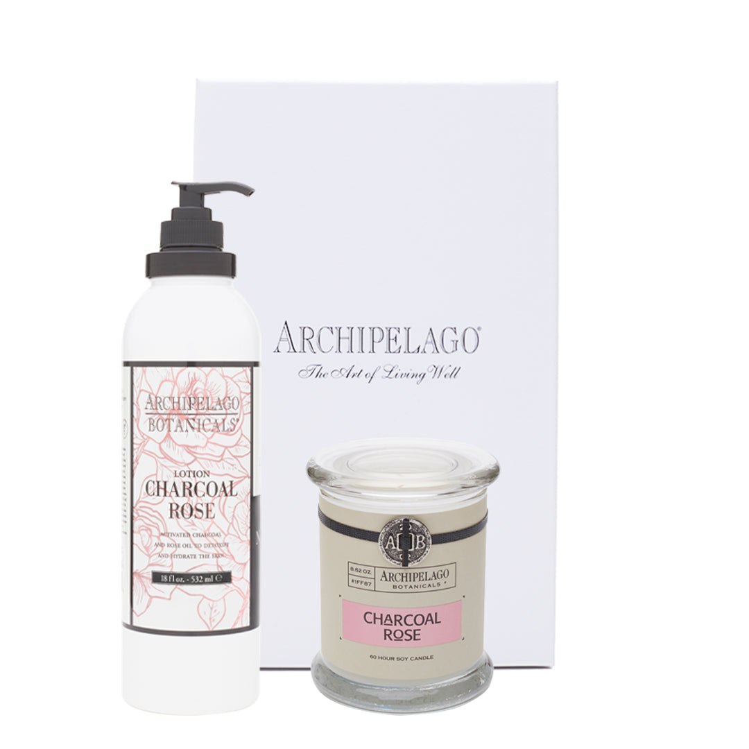 Charcoal Rose Lotion and Jar Candle Gift Set