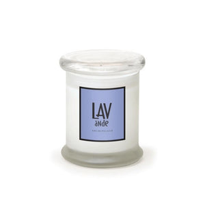 The Lavande Frosted Jar Candle is a luxury soy wax blend candle with white wax in a clear glass jar and lid. Its blue label features "LAVände" and "ARCHIPELAGO" in black, adding an elegant accent to any space.1