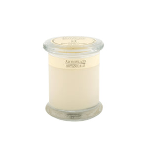 The Luna Jar Candle is a white candle by Archipelago Botanicals, presented in a clear glass apothecary jar with a matching lid and cream label, filled with natural fragrances.1