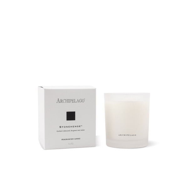 Archipelago Stonehenge candle and packaging on a white background