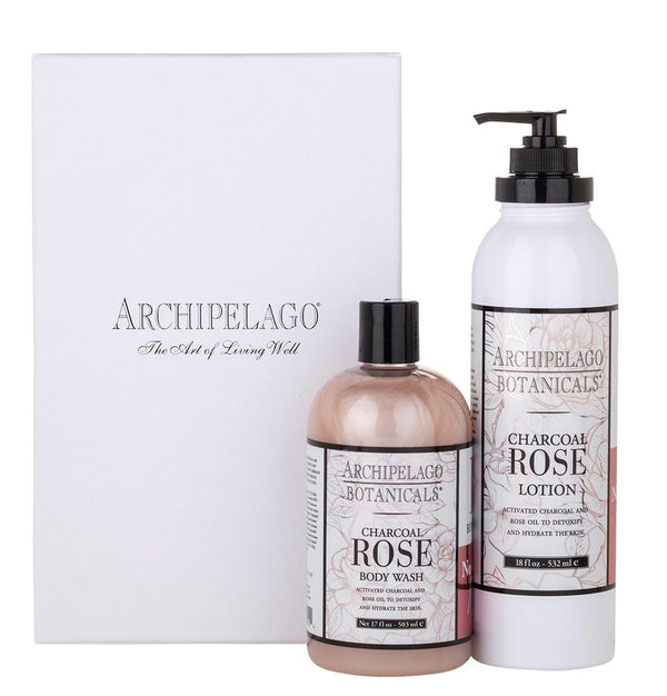 Charcoal Rose 17 oz. Body Wash & Lotion Set