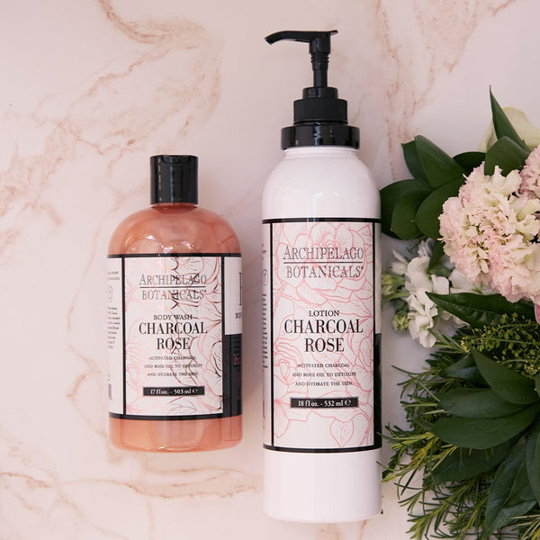 Charcoal Rose 17 oz. Body Wash & Lotion Set
